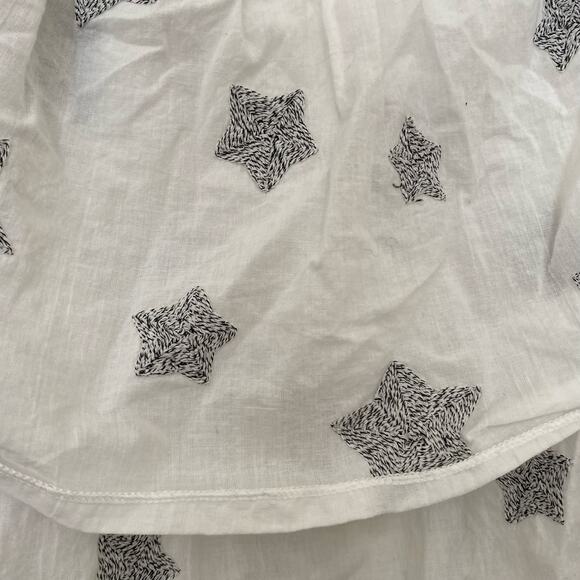 143 Story by Line Up Women's Star Embroidered White Ruffle Blouse Size Small - Picture 8 of 10